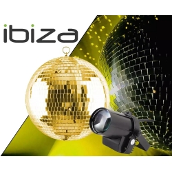 Kula lustrzana 30 cm - złota+ Reflektor Ibiza LED 5W Pinspot